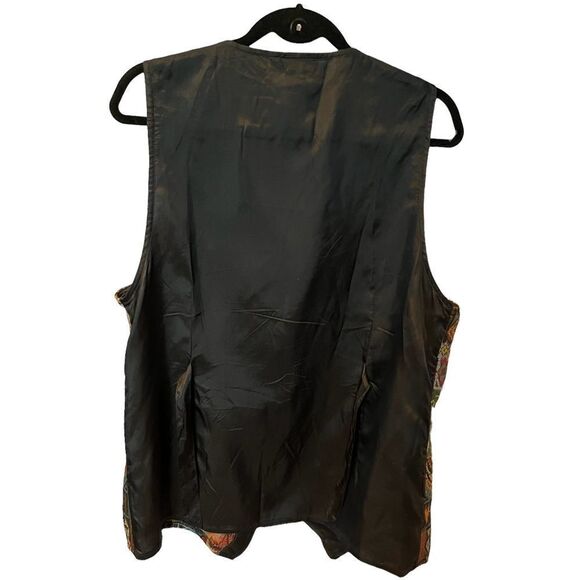 Impressions Vintage Vest Boho black/green/brown multi Medium back tie - Picture 2 of 9